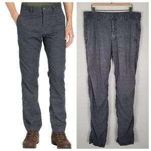 Prana Size 36x34 Furrow Pants Hemp Blend Slim Fit Lightweight Gray
